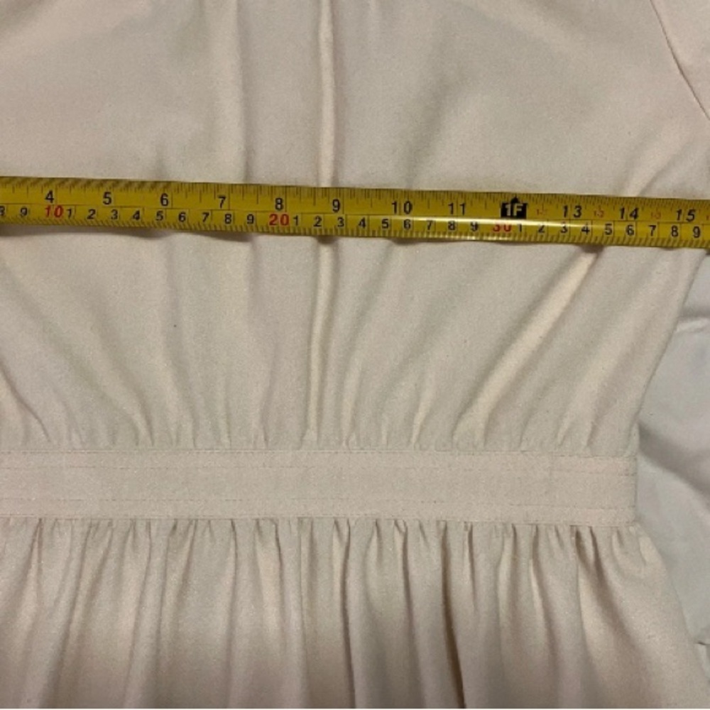 Leslie Fay VTNG Ivory Maxi Peasant White Dress with Floral Embroidery XS READ - Picture 9 of 11